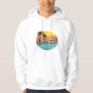 Sudadera Diseño de nombre Christopher Retro Sunset