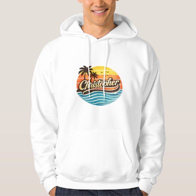 Sudadera Diseño de nombre Christopher Retro Sunset (Anverso)