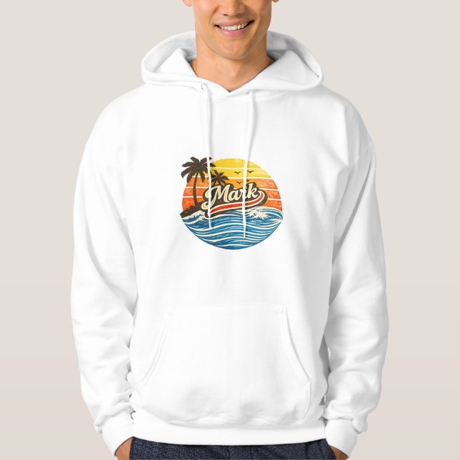 Sudadera Diseño de nombre con puesta de sol retro Mark (Anverso)