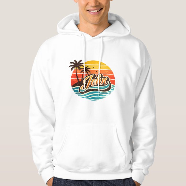 Sudadera Diseño de nombre John Retro Sunset (Anverso)