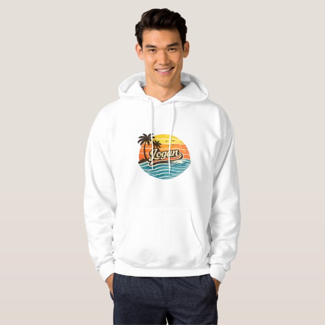 Sudadera Diseño de nombre Logan Retro Sunset (Anverso completo)