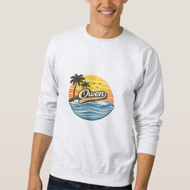 Sudadera Diseño de nombre Owen Retro Sunset (Anverso)