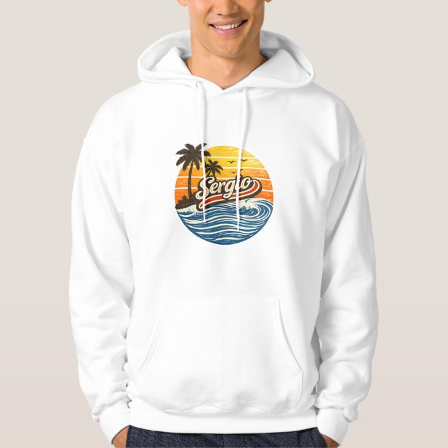 Sudadera Diseño de nombre Sergio Retro Sunset (Anverso)