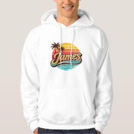 Sudadera Diseño de nombre tropical puesta de sol retro de J