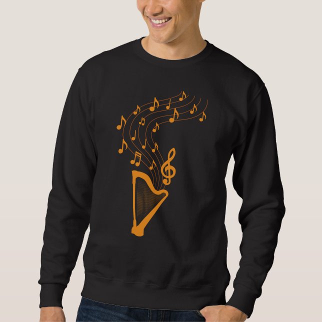Sudadera Diseño de notas de música Harp para músico Harp (Anverso)