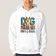 Diseño de patas de perro y libros