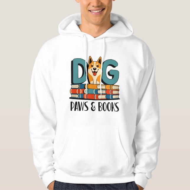 Sudadera Diseño de patas de perro y libros (Anverso)