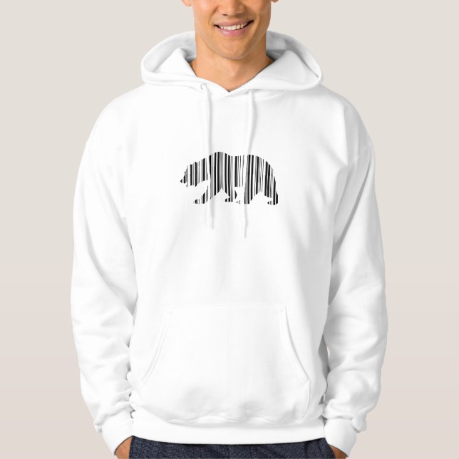 Sudadera Diseño de patrón de código de barras del oso dorad (Anverso)