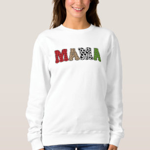 Sudadera Diseño de patrón de cuadros de Mama Christmas