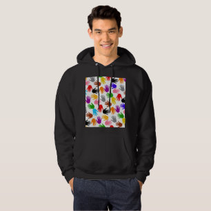 Sudadera Diseño de patrón de huella de mano colorida blanca
