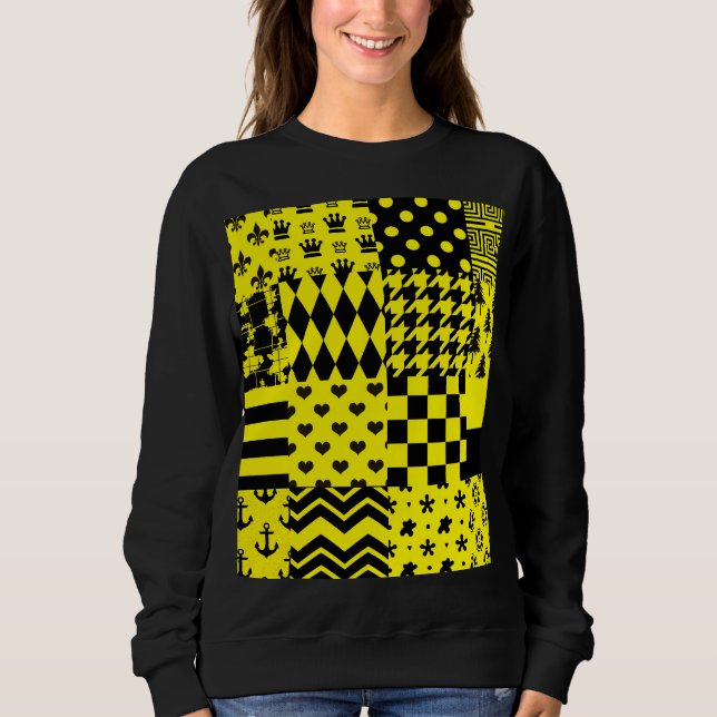 Sudadera Diseño de patrones mixtos amarillos negros (Anverso)