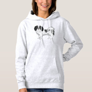 Sudadera Diseño de perro adorable Phalène en blanco y negro