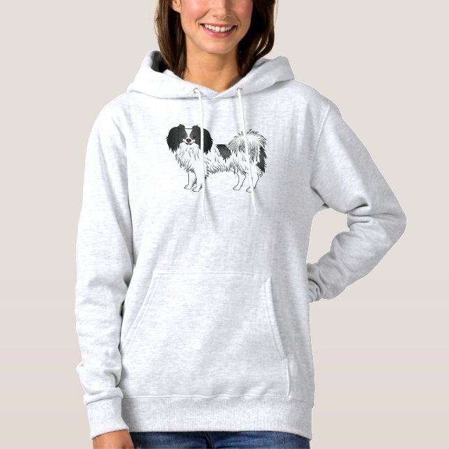 Sudadera Diseño de perro adorable Phalène en blanco y negro (Anverso)