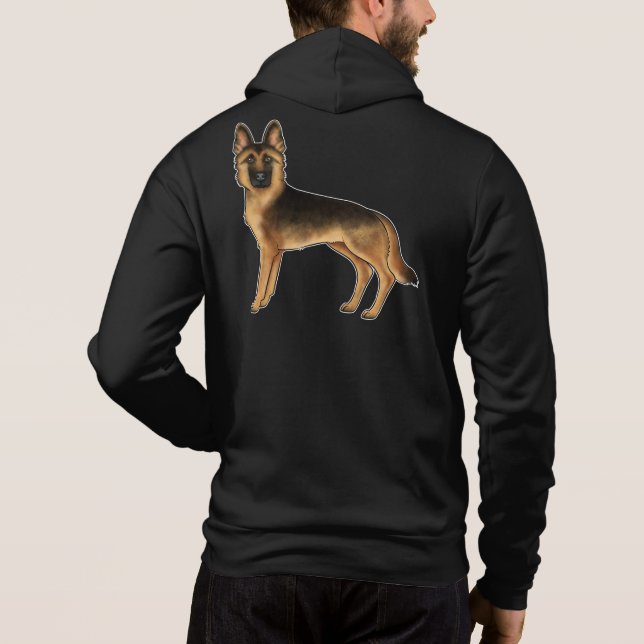 Sudadera Diseño de perro pastor alemán GSD negro y marrón (Reverso)