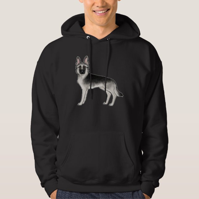 Sudadera Diseño de perro Pastor Alemán GSD plateado y negro (Anverso)