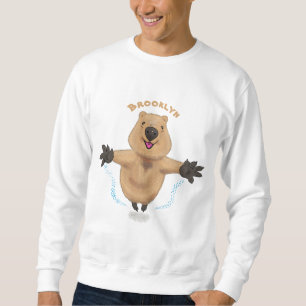 Sudadera Diseño de personalizados de quokka saltando feliz