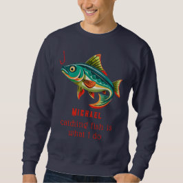 Sudadera Diseño de pesca colorida con nombre