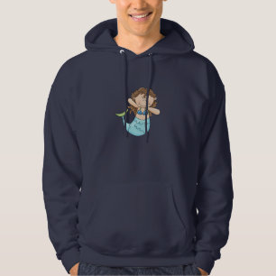 Sudadera Diseño de pescado Chica de sirena de bruneta