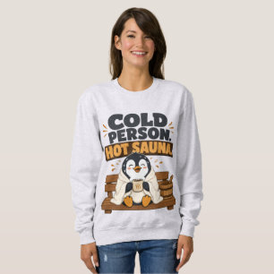 Sudadera Diseño de pingüino sudoroso en sauna caliente pers