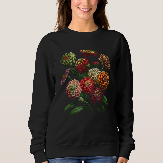Sudadera Diseño de ramo floral de flores de Zinnia (Anverso)