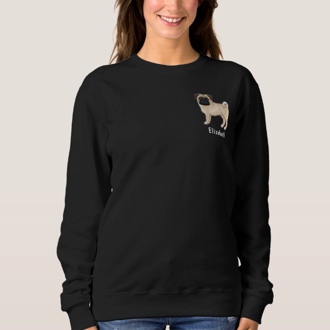 Sudadera Diseño de raza de perro Fawn Pug Mops con texto pe (Anverso)