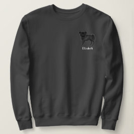 Sudadera Diseño de raza de perro Mops Pug negro con texto p