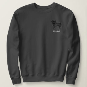 Sudadera Diseño de raza de perro Mops Pug negro con texto p