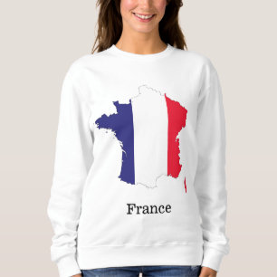 Sudadera Diseño de recuerdo de bandera de Francia en mapa