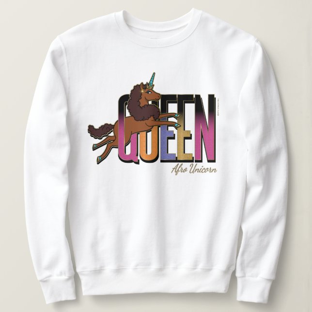 Sudadera Diseño de Reina de Afro Unicornio (Anverso del diseño)