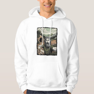 Sudadera Diseño de retrato barbudo sorprendido de grabado v