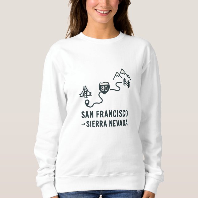 Sudadera Diseño de ruta de San Francisco a Sierra Nevada (Anverso)