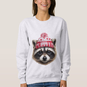 Sudadera Diseño de San Valentín de Mapache Adorable — Gorro