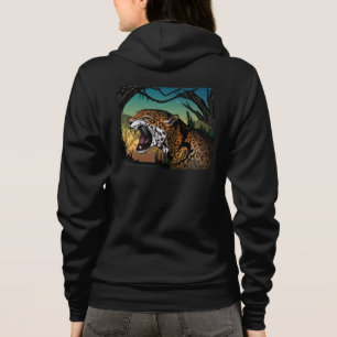 Sudadera Diseño de selva con jaguar rugiente – Verde azulad