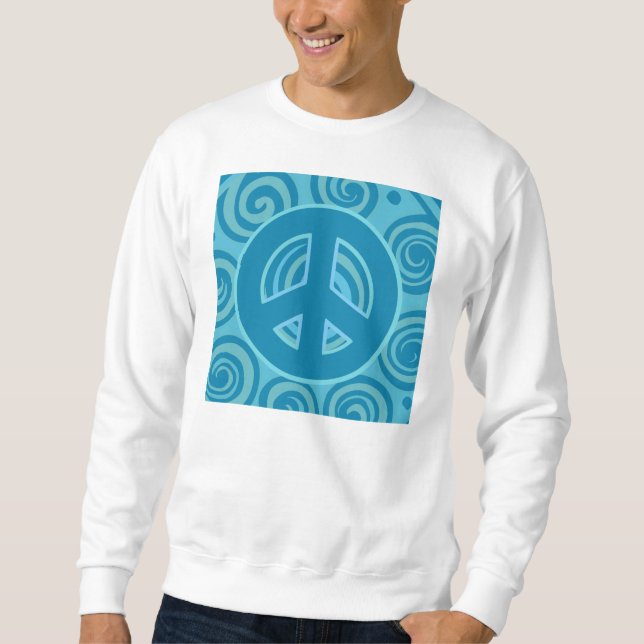 Sudadera Diseño de signo de paz azul (Anverso)
