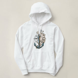 Sudadera Diseño de tatuaje náutico vintage de brújula de re