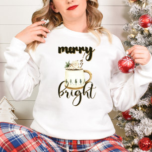 Sudadera Diseño de taza navideña acogedora con árboles de N