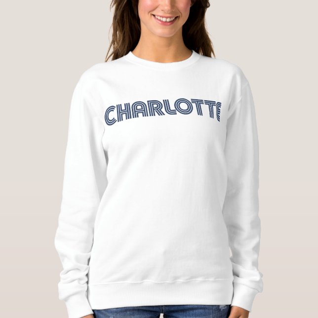Sudadera Diseño de texto de línea retro de Charlotte NC - M (Anverso)