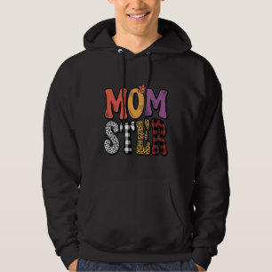 Sudadera Diseño de tipografía de cuadros de leopardo de Mom