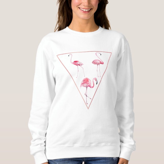 Sudadera Diseño de triángulo de flamenco rosa (Anverso)