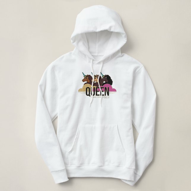 Sudadera Diseño de trío de reina Afro Unicornio (Diseño del anverso)