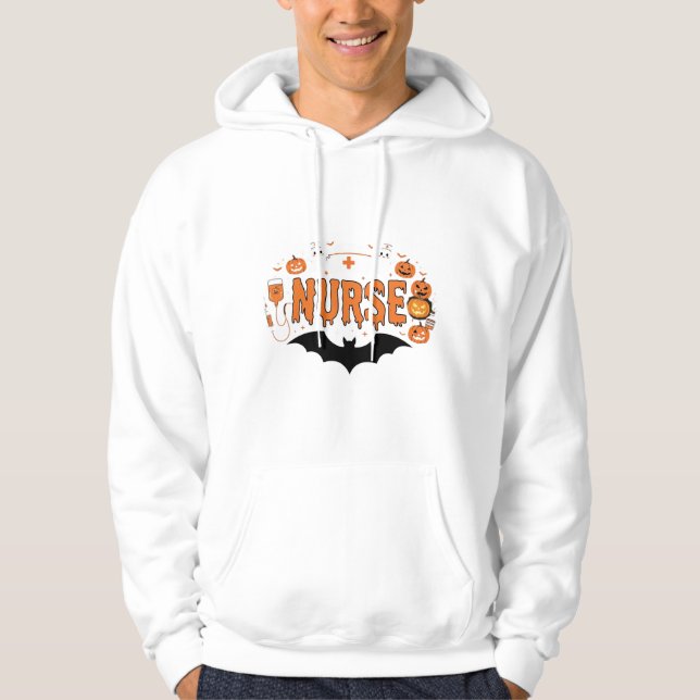 Sudadera Diseño de vector de enfermera de Halloween con cal (Anverso)