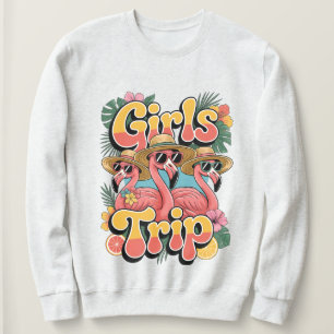 Sudadera Diseño de verano de flamenco de chicas viaje