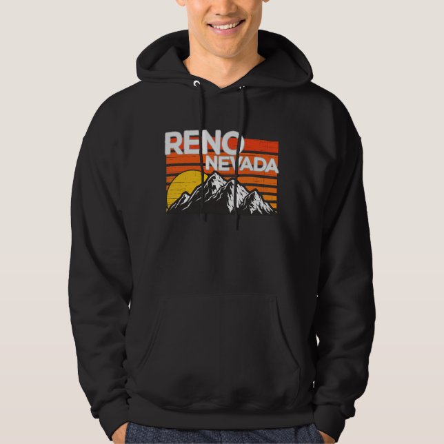 Sudadera Diseño del atardecer de montaña Retro Reno Nevada (Anverso)