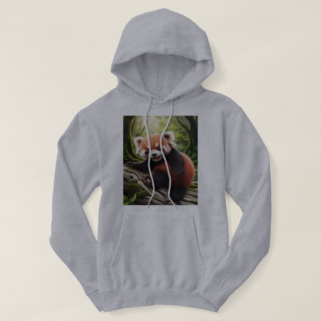 Sudadera Diseño del bosque de Panda Rojo, bebé y juguetón (Diseño del anverso)