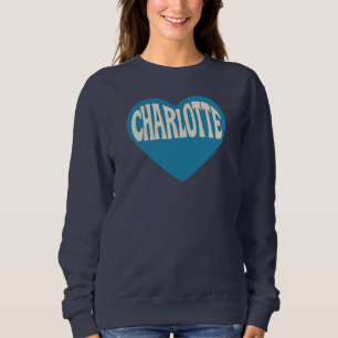 Sudadera Diseño del corazón retro de Charlotte NC - Fuente