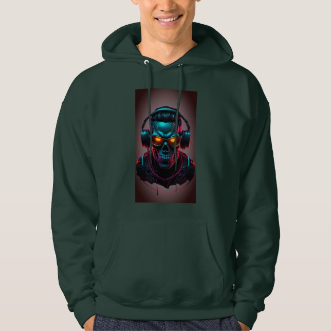 Sudadera Diseño del logo de la camiseta del cráneo futurist (Anverso)