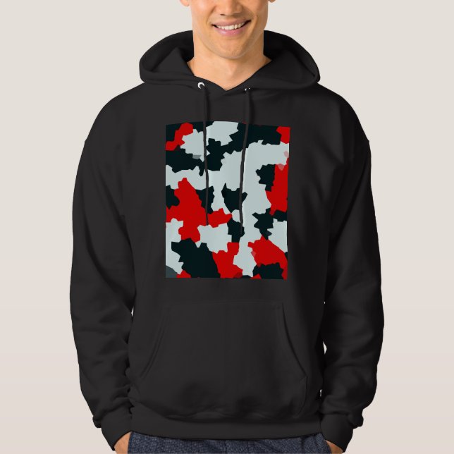 Sudadera Diseño del patrón blanco rojo fractal (Anverso)