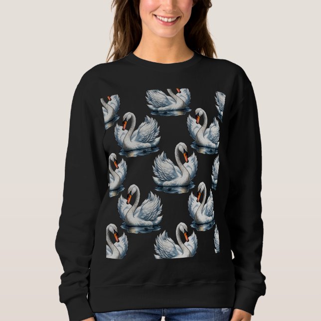 Sudadera Diseño del patrón de aves de cisne (Anverso)