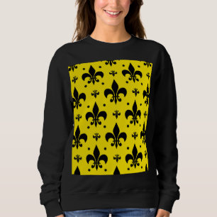Sudadera Diseño del patrón de flor de lis de fondo amarillo
