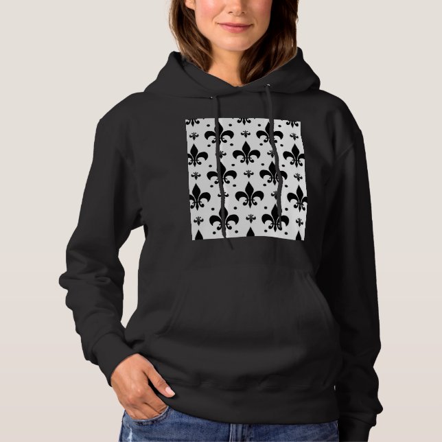 Sudadera Diseño del patrón de flor de lis de fondo blanco (Anverso)